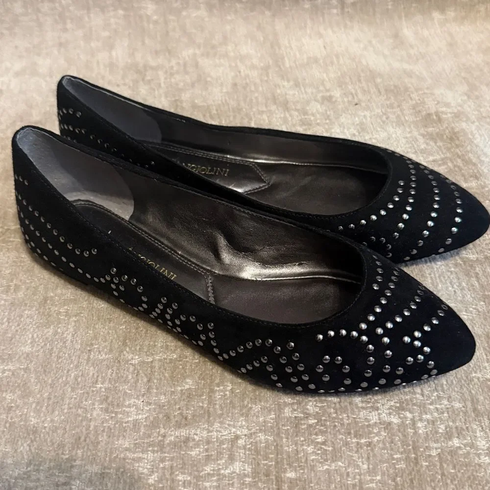 Enzo Angiolini Studded Black Flats